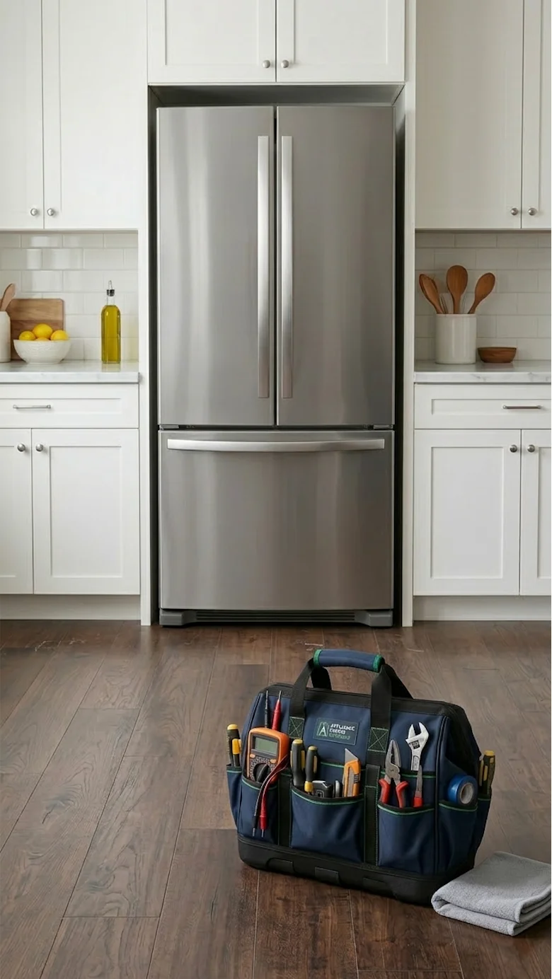 Modern refrigerator in a kitchen - professional repair services